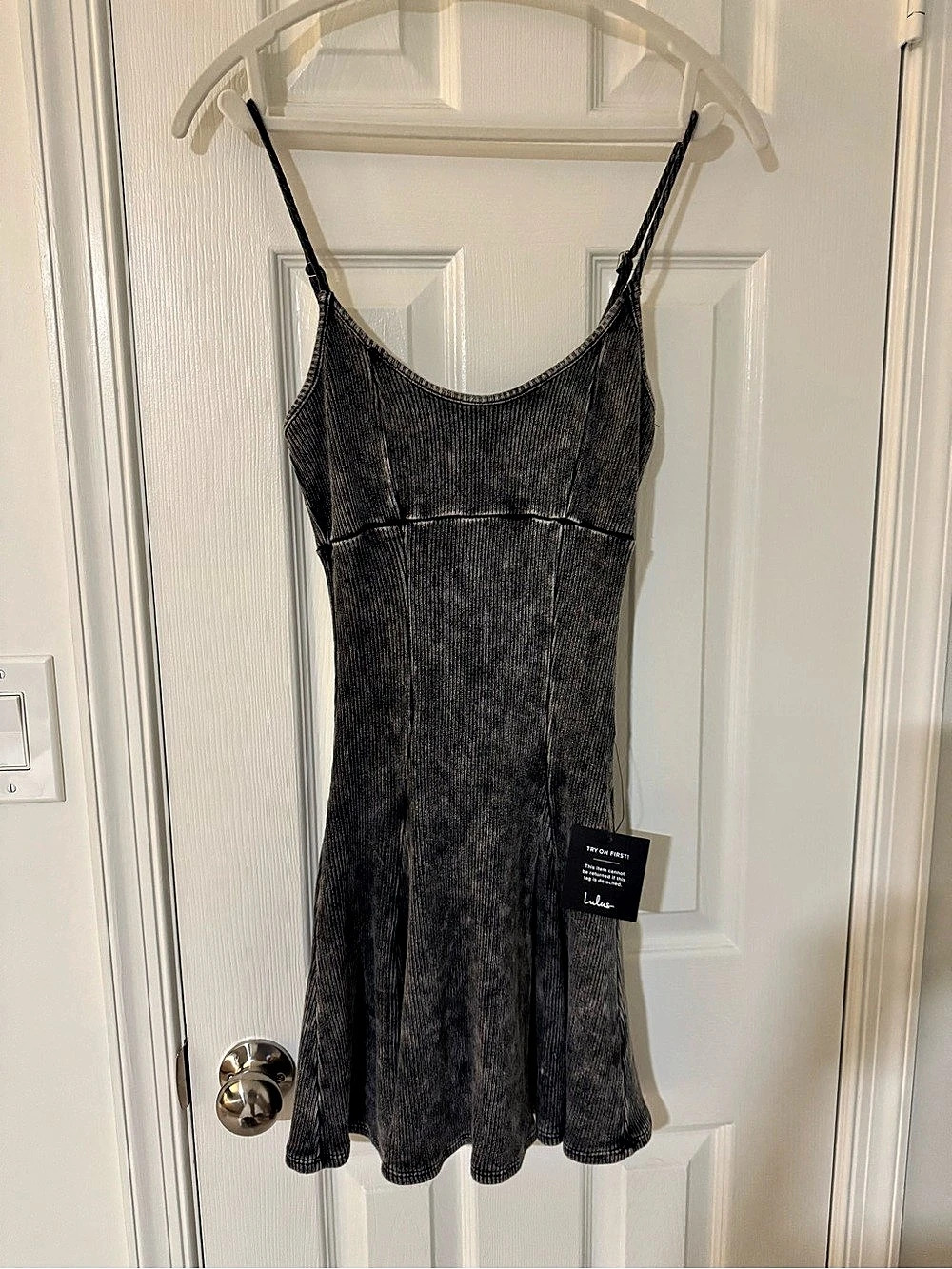 Lulus Simply Pretty Washed Black Ribbed Pleated Sleeveless Mini Dress Mini Dress